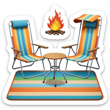 Rug with 2 camping chairs on it sticker