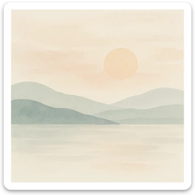 aesthetic morning sunrise, soft pastel colors, gentle light, serene landscape sticker