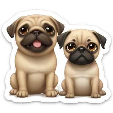 Baby pug next to adult pug tan sticker