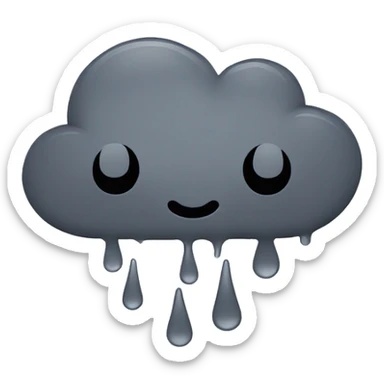 a dark gray cloud with raindrops falling a sad face with tears and dark clouds around it empty heart sticker