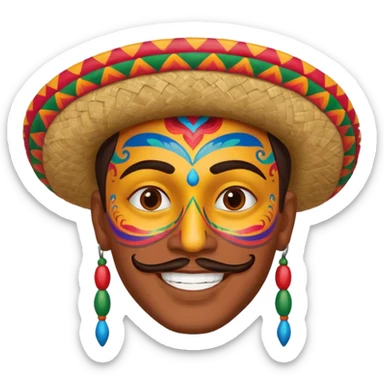mexican male painted face sticker