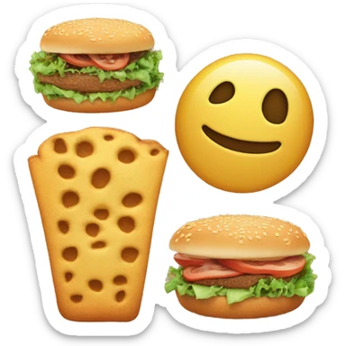 An emoji of three identical food items, each in different sizes: a large, a medium, and a small version, showcasing their size variations sticker