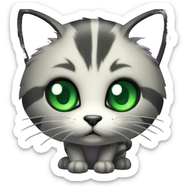 Black Dark-type-Fakémon-Cat Purple eyes, green gem on chest, full body sticker