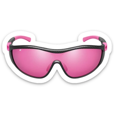 pink sporty sunglasses with carbon fiber thick frame, shield visor design sticker