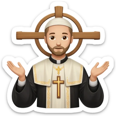 Orthodox Christian priest crossing himself with the movement of the Cross outlined sticker