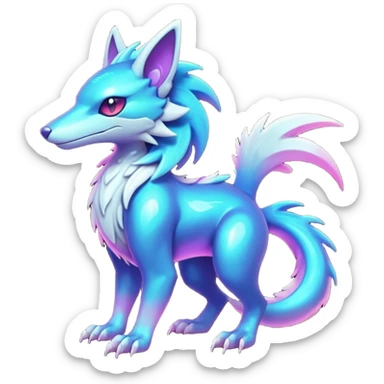  Epic legendary Shiny sparkly transparent bioluminescent luminescent vibrant bright pastel dark exotic iridescent colorful gradients futuristic modern metallic glossy glittery fantasy-cyber-Protogen-Fakémon-Pokémon-Sergal-creature sticker