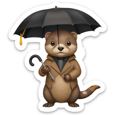 Loutre qui porte un parapluie dans sa main gauche  sticker