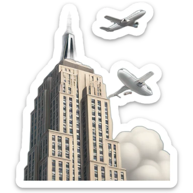 Empire State Building with Airplane sticker
