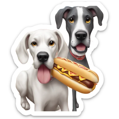 Great Dane eating hotdog sticker