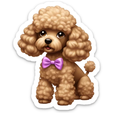 Poodle blown with bow sticker