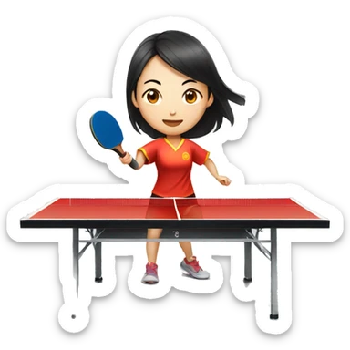 female chinese playing table tennis sticker