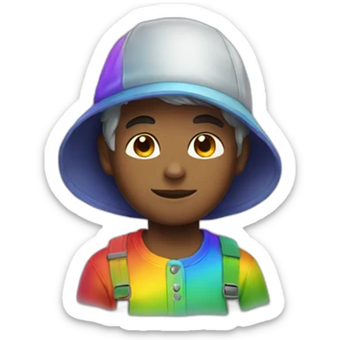 rainbow artist boy sticker