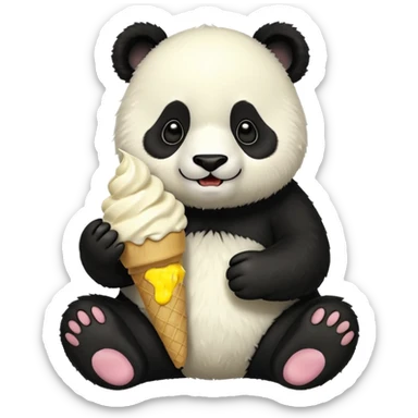 Panda eating ice cream sticker