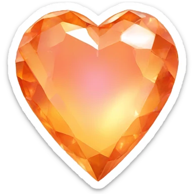 Orange iridescent crystal heart sticker