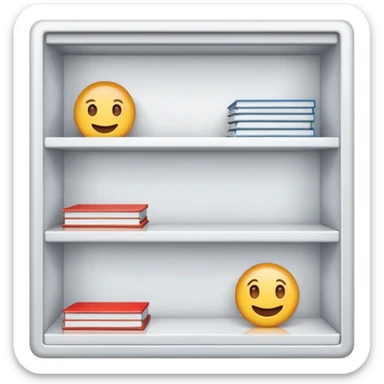 emoji of open magazine, inside the magazine there are illustrated empty shelfs sticker