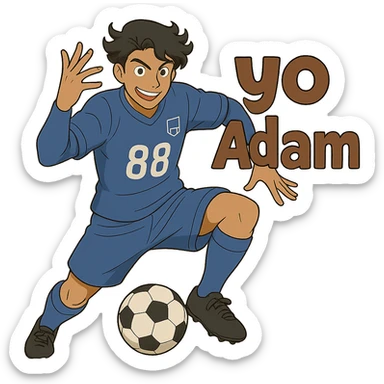 Add the text 'yo Adam' next to Don Lorenzo in the same anime style, keeping the background transparent. sticker