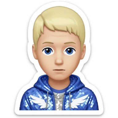 Eminem with blonde hair, periwinkle sequin outfit  sticker