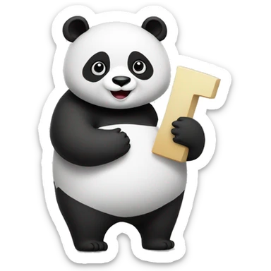 panda with a huge letter w in the hand sticker