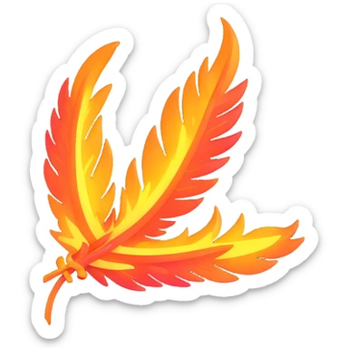 mythical phoenix feather on fire, swirling sparks, radiant colors sticker