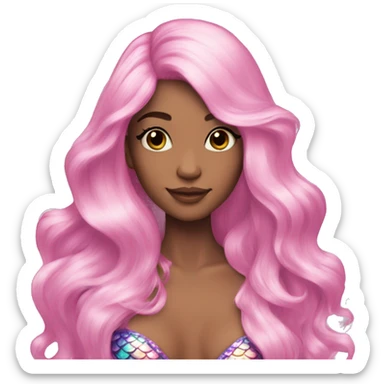 Iridescent mermaid long hair pink sticker