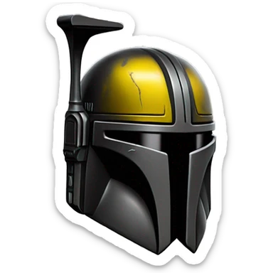 Mandalorian helmet black and yellow with antenna sticker