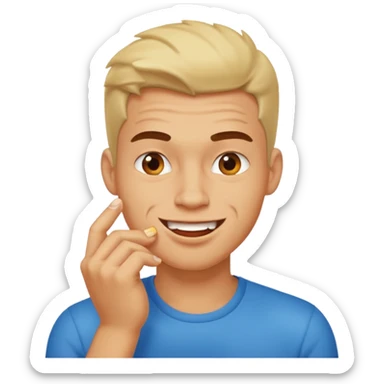 zesty guy biting nail while smirking sticker