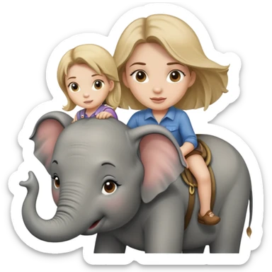 dirty blonde hair girl riding elephant sticker