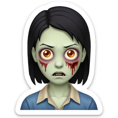 imagen de zombie pelo negro y piel normal sticker