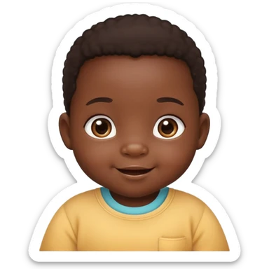 Adorable black baby with chubby cheeks, bright happy smiling eyes, looking intelligent and curious sticker