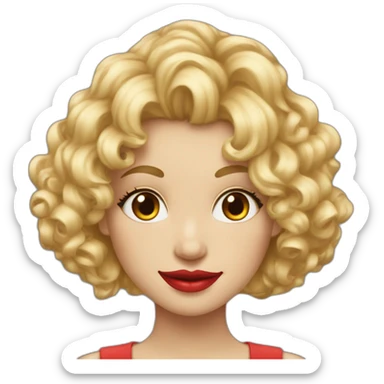 A girl with blonde hair dupe red lips a little bit curly hair at the bottom, skinny and with a beautiful smile SKINNY sticker