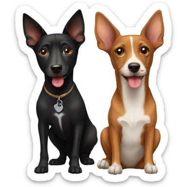 Black yorshire dog and  brown podenco dog sticker