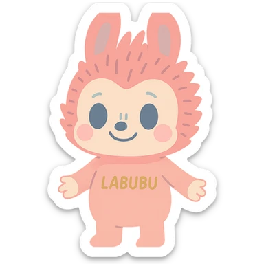 Labubu doll icon, pastel colors, soft shading, gentle expression sticker
