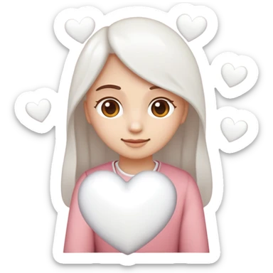 Emoji de enamorada con los corazones blancos  sticker
