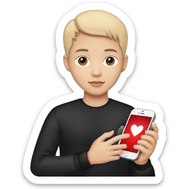 person silhouette holding a phone with a heart sticker