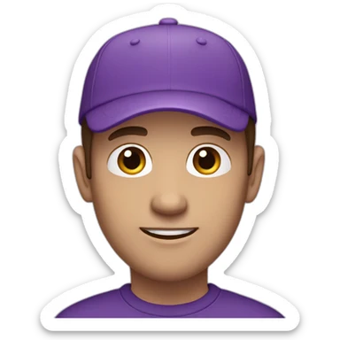 guy with brown hair and a purple cap white skin wearing a purple sweater sticker