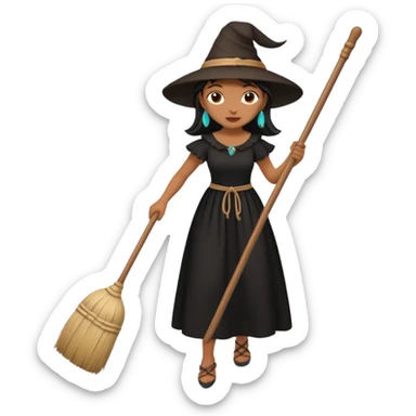 Bruja en escoba sticker