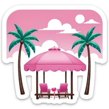 Moschino style pink SPAM Miami beach painting landscape sticker