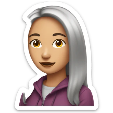 crea un emoji de una mujer en una foto  sticker