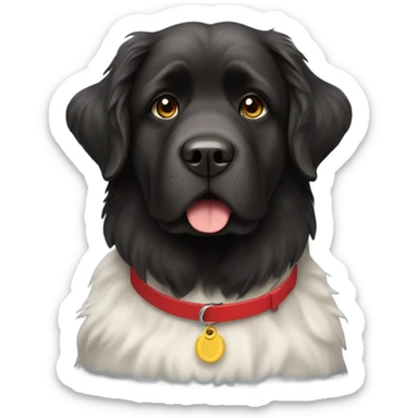 Newfoundland dog with a red collar  sticker