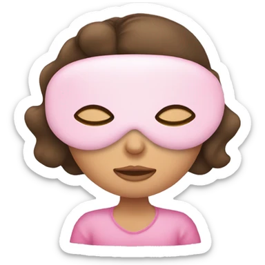 A brunette girl sleeping and wearing a pink sleep mask  sticker