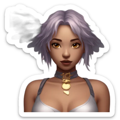 Lauren Summer, Bare belly, Wings, Choker, Bathed in shadows, FOV 90 degrees, short lighting, L USM, Cold Colors, gilded technique, extremely hyper aesthetic, absurdres sticker