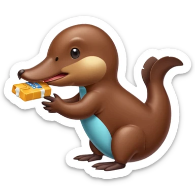 platypus eating eating chocolate sticker