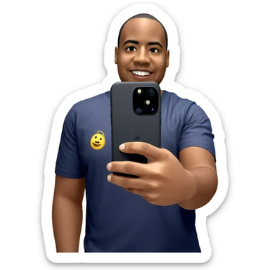 smiling boy with phone sticker