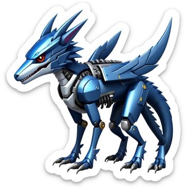 Edgy Futuristic Mechanical Sergal-raptor-nargacuga-vernid sticker