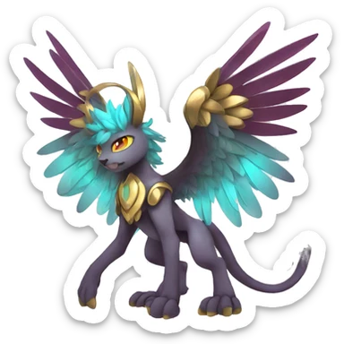 Anthro Sona Cool Edgy Cute Legendary Colorful Shy Winged Shiny Fakemon-Fantasy-Creature With Long Hair-Mane Full Body Detailed High Quality sticker