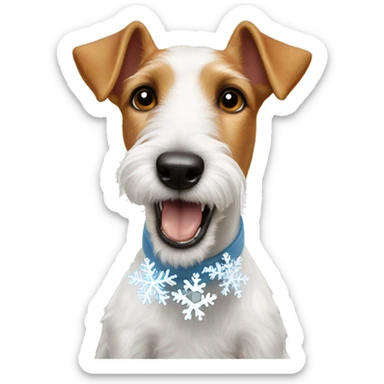 Fox terrier eating a snowflake  sticker