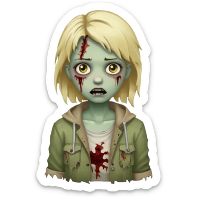 girl zombie with blonde hair sticker