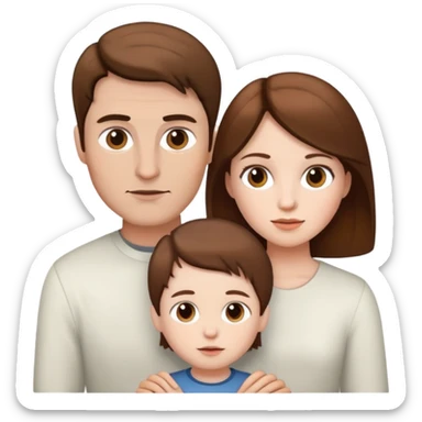 woman, man and child white skin and all brown hair sticker