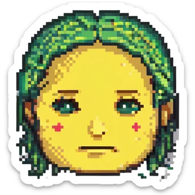 pixel art emoji of a face pondering sticker