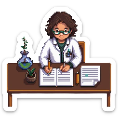 student writing a scientific paper sticker